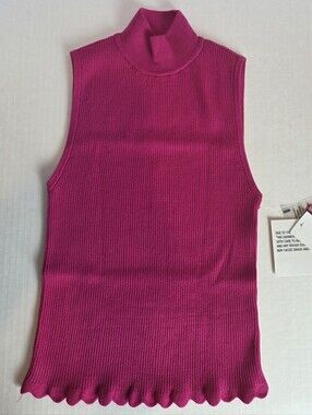 Women's Ribbed Mock Neck Tank Top in Jazz Berry